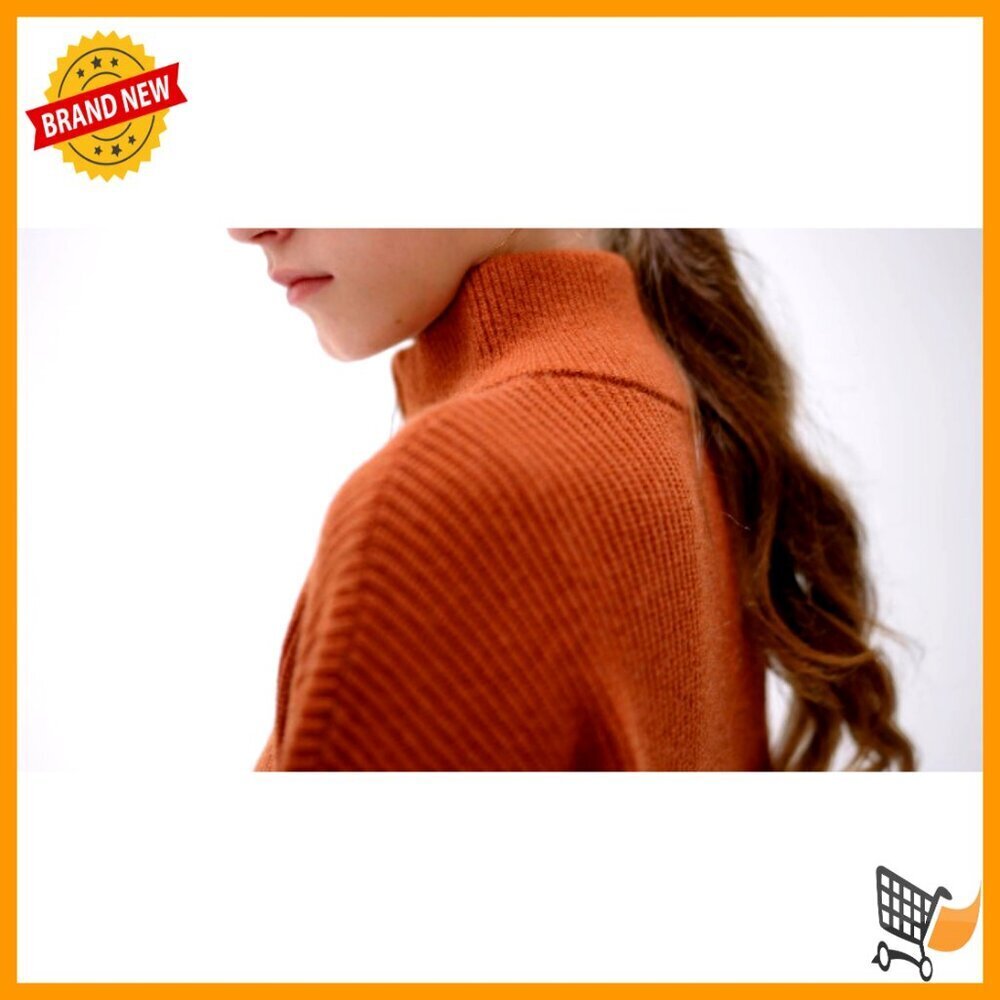 Oversized Cashmere Blend Quarter Zip Pullover Sweater Chunky Knit Cozy Minimal - Picture 7 of 7